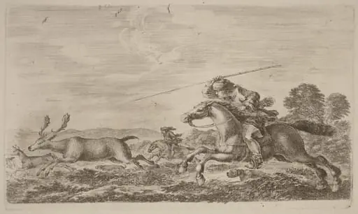 Deer Chased by Two Cavaliers, by Stefano Della Bella