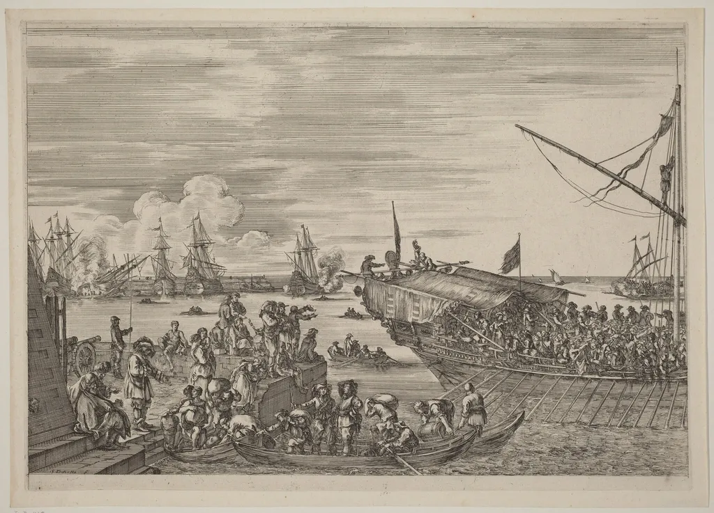 Departure of a Ship, by Stefano Della Bella, ink, 1654