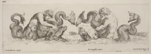 Dolphins and Tritons, by Stefano Della Bella