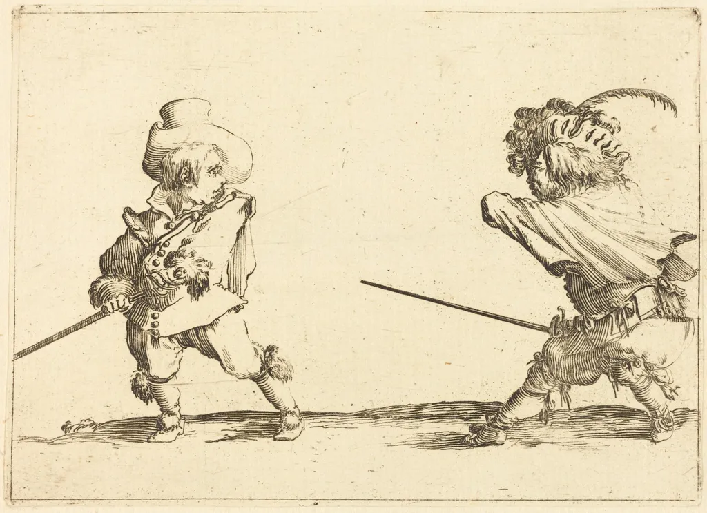 Duel of Two Dwarfs, by Stefano Della Bella, ink, 1637