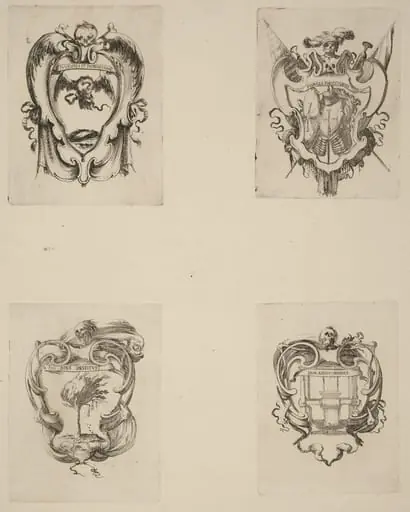 Four Emblems for the Funeral of Prince Francesco de Medici, by Stefano Della Bella