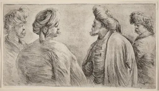 Four Turks Wearing Turbans, by Stefano Della Bella