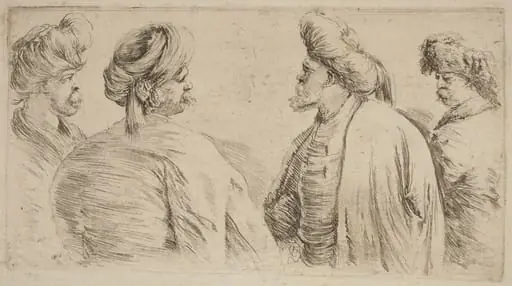 Four Turks Wearing Turbans, by Stefano Della Bella