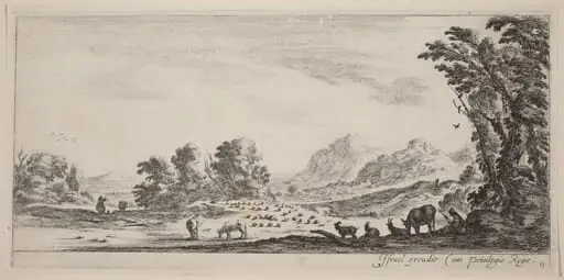 Landscape with Shepherd Guarding his Flock, by Stefano Della Bella