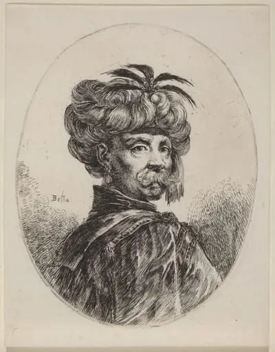 Moor in a Turban Trimmed with Five Feathers, by Stefano Della Bella