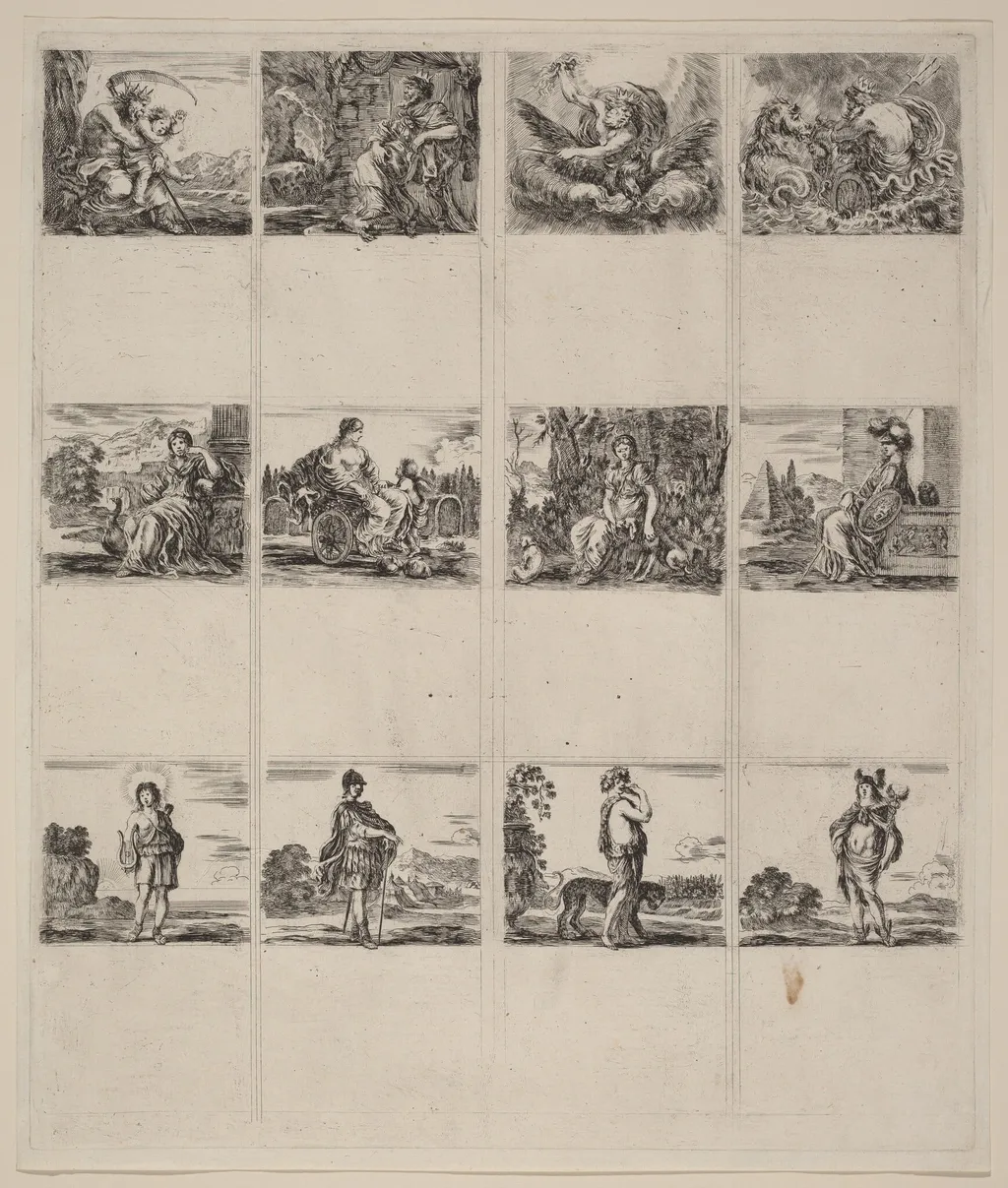 Mythological Playing Cards, by Stefano Della Bella, ink, 1644