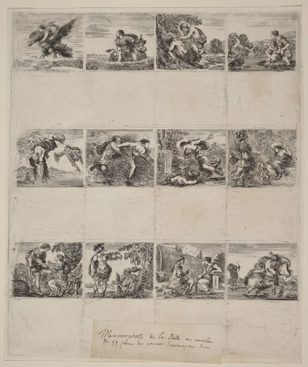 Mythological Playing Cards, by Stefano Della Bella, ink, 1644