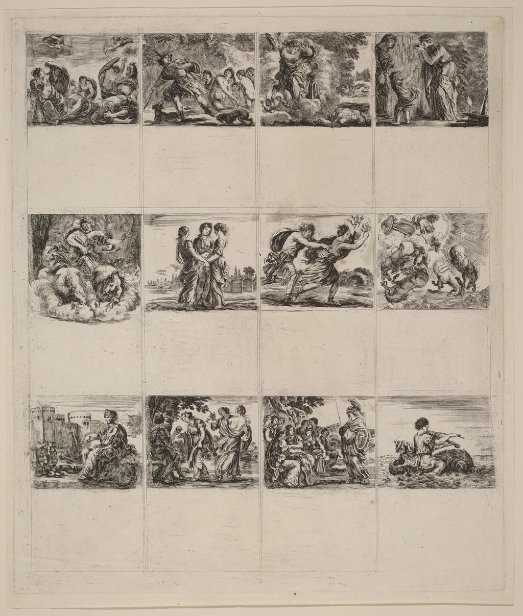 Mythological Playing Cards, by Stefano Della Bella, ink, 1644