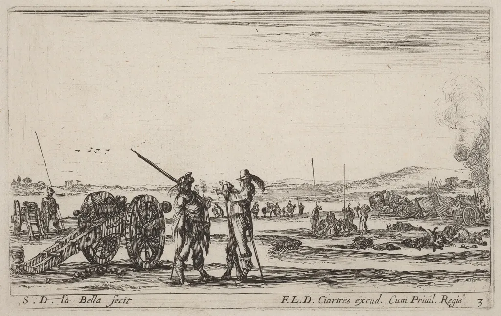 Officer Giving Orders to a Sentinel, by Stefano Della Bella, ink, 1641