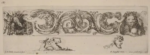 Ornamental Frieze with Eagle and Lion Engarlanded by Children, by Stefano Della Bella