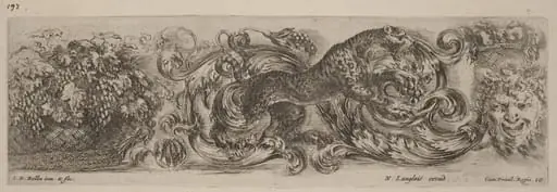 Ornamental Frieze with Leopard, by Stefano Della Bella