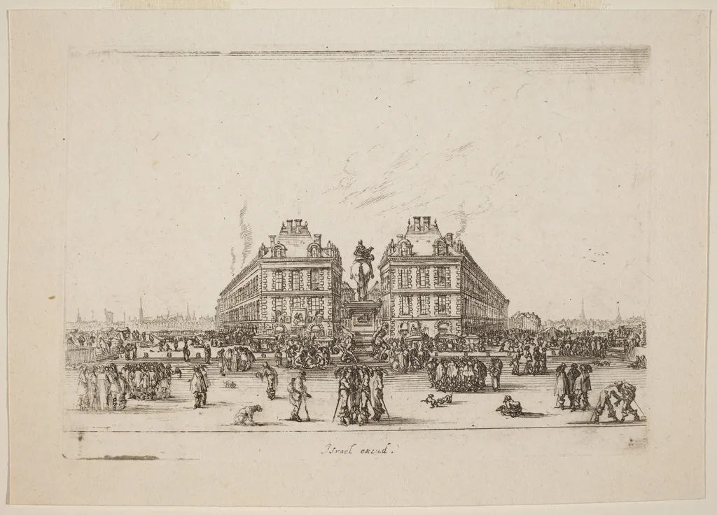 Place Dauphine, by Stefano Della Bella, ink, 1642