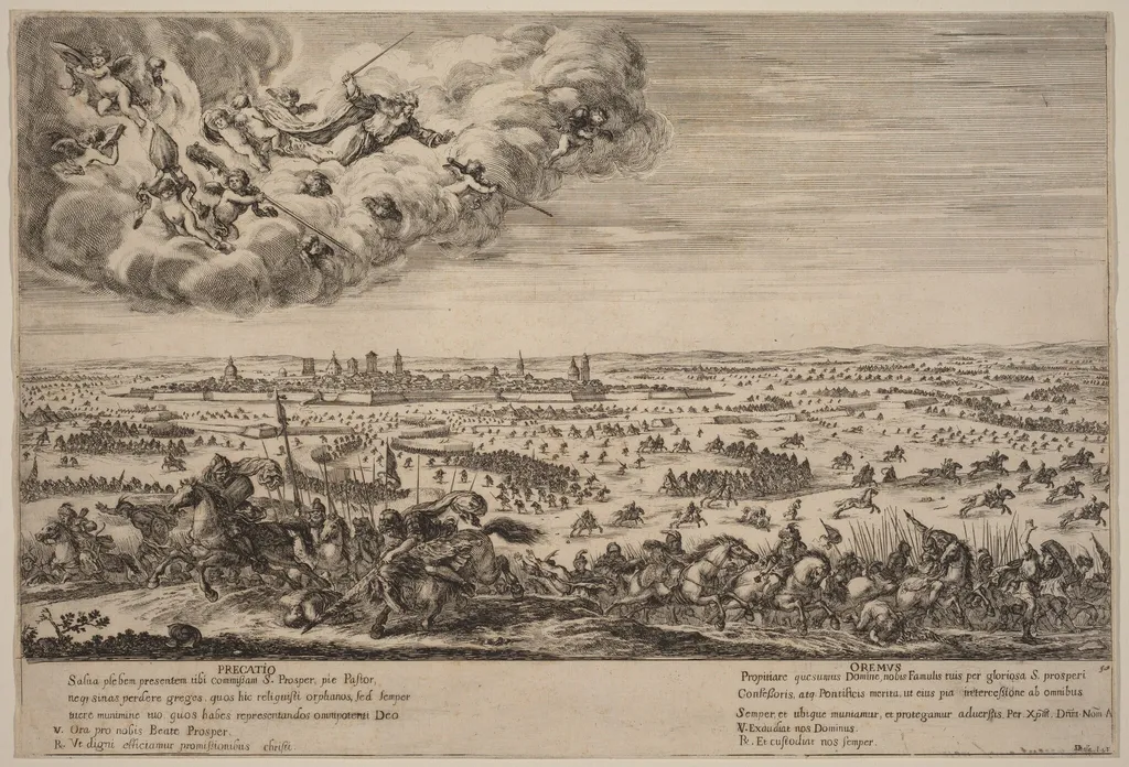 Saint Prosper, by Stefano Della Bella, ink, 1652