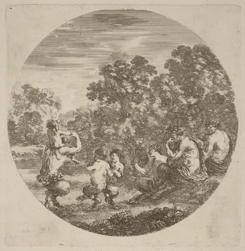 Satyrs and Faun, by Stefano Della Bella