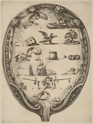 Screen Depicting the Italian Rebus of Fortune, by Stefano Della Bella