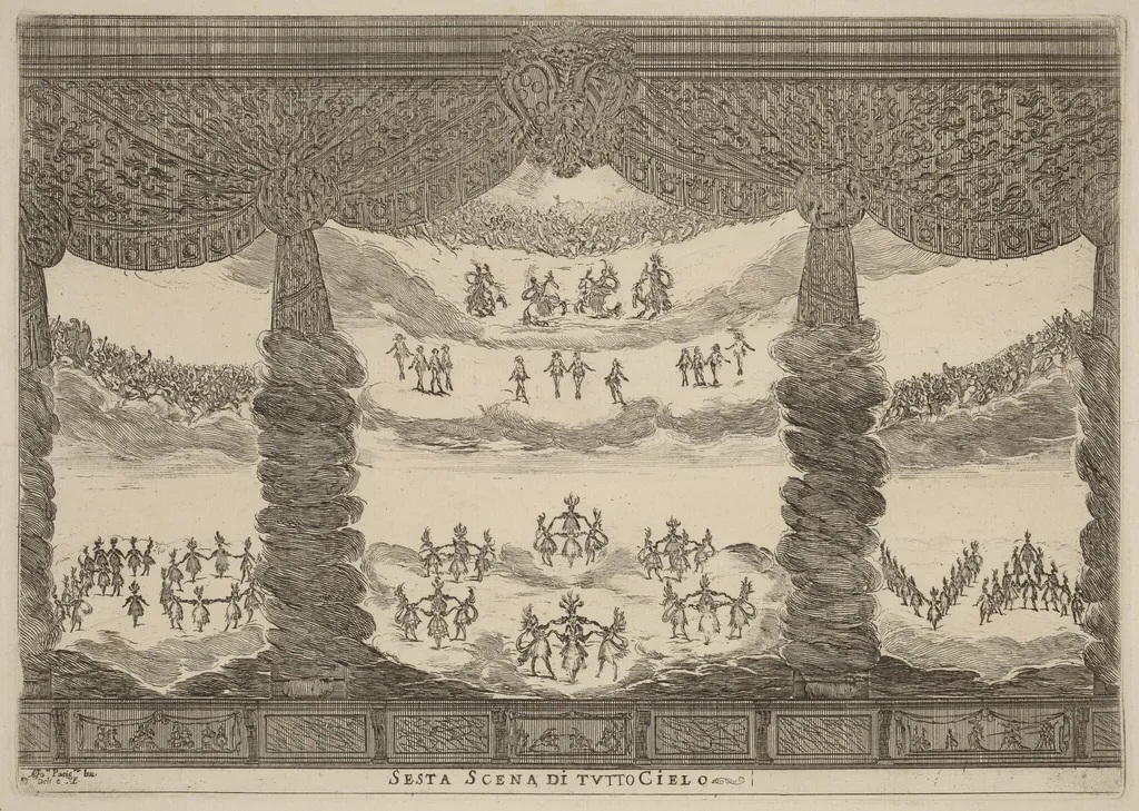 Sesta Scena di Tutto Cielo, by Stefano Della Bella, ink, 1637