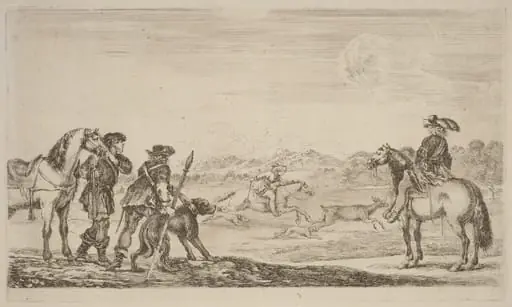 Small Deer Chased by a Cavalier, by Stefano Della Bella