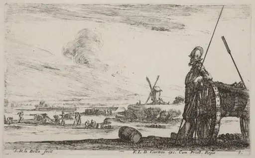Soldier in Armor and a Cannon, by Stefano Della Bella