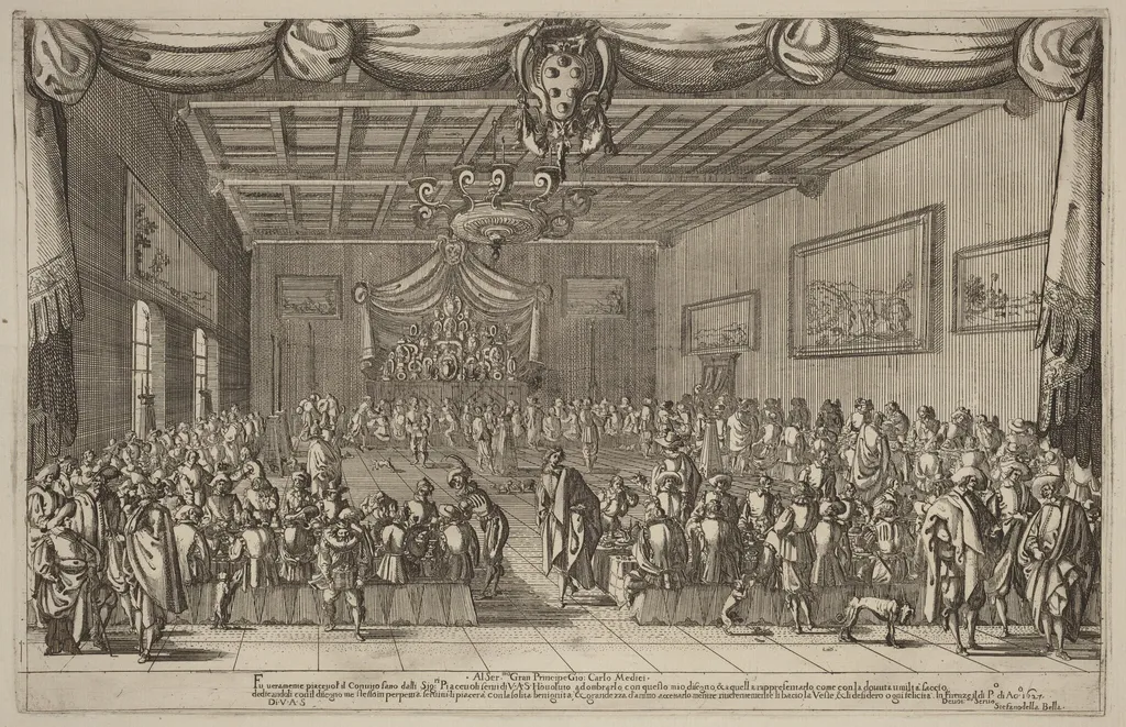 The Banquet of the Piacevoli, by Stefano Della Bella, ink, 1627