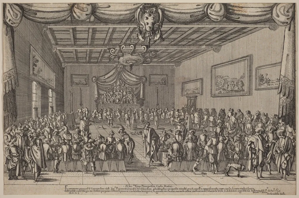 The Banquet of the Piacevoli, by Stefano Della Bella, ink, 1627
