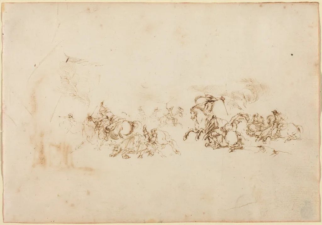 The Cavalry Combat, by Stefano Della Bella, ink, 1637