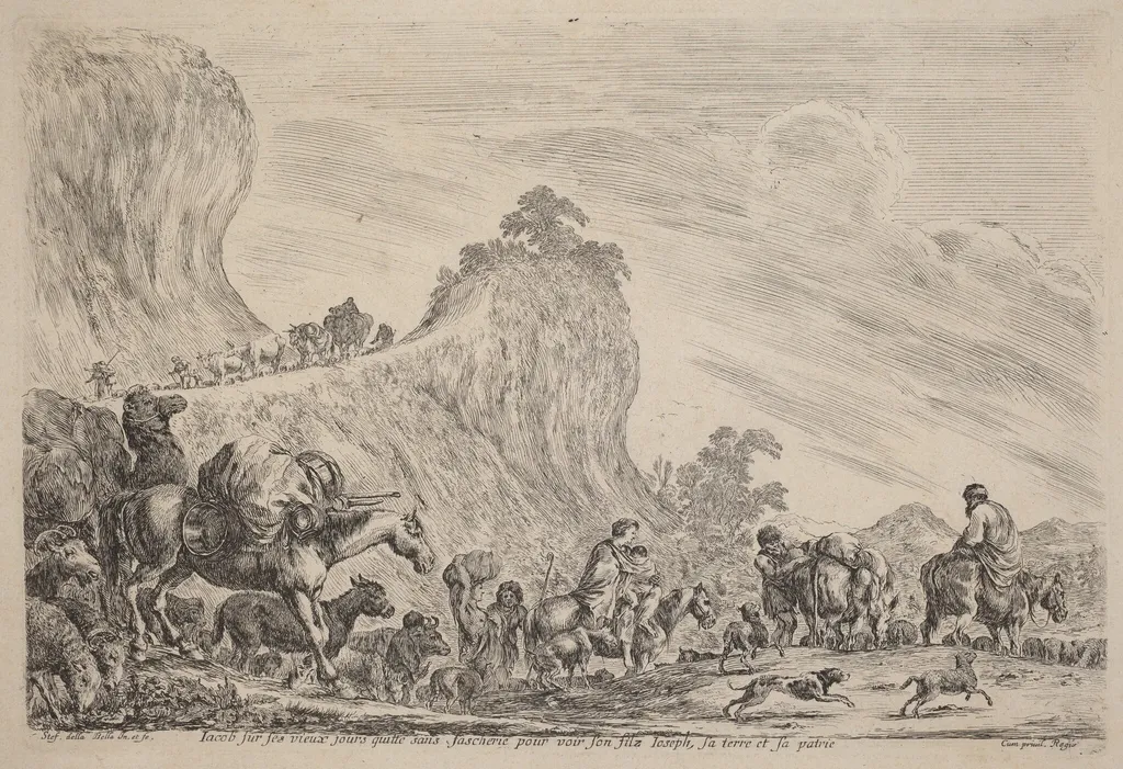 The Departure of Jacob to Egypt, by Stefano Della Bella, ink, 1647