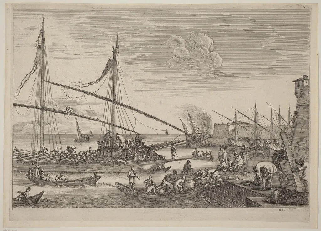 The Fortifications at Livorno, by Stefano Della Bella, ink, 1654