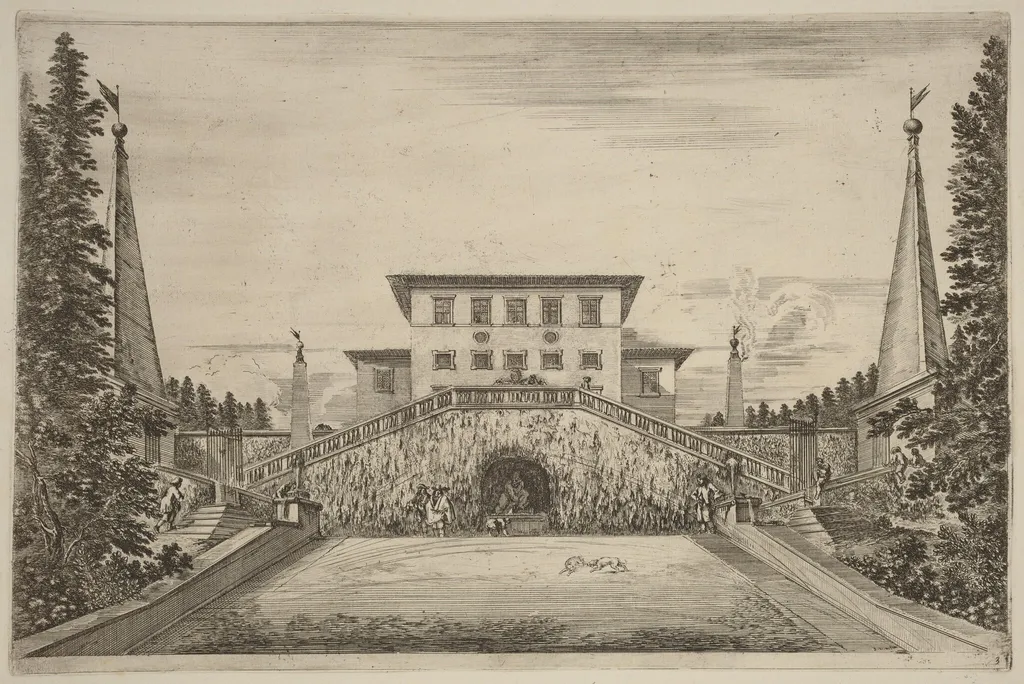 The Great Stair-Case, by Stefano Della Bella, ink, 1653