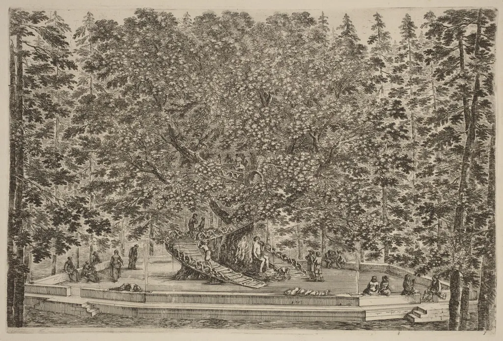 The Inhabited Tree, by Stefano Della Bella, ink, 1653