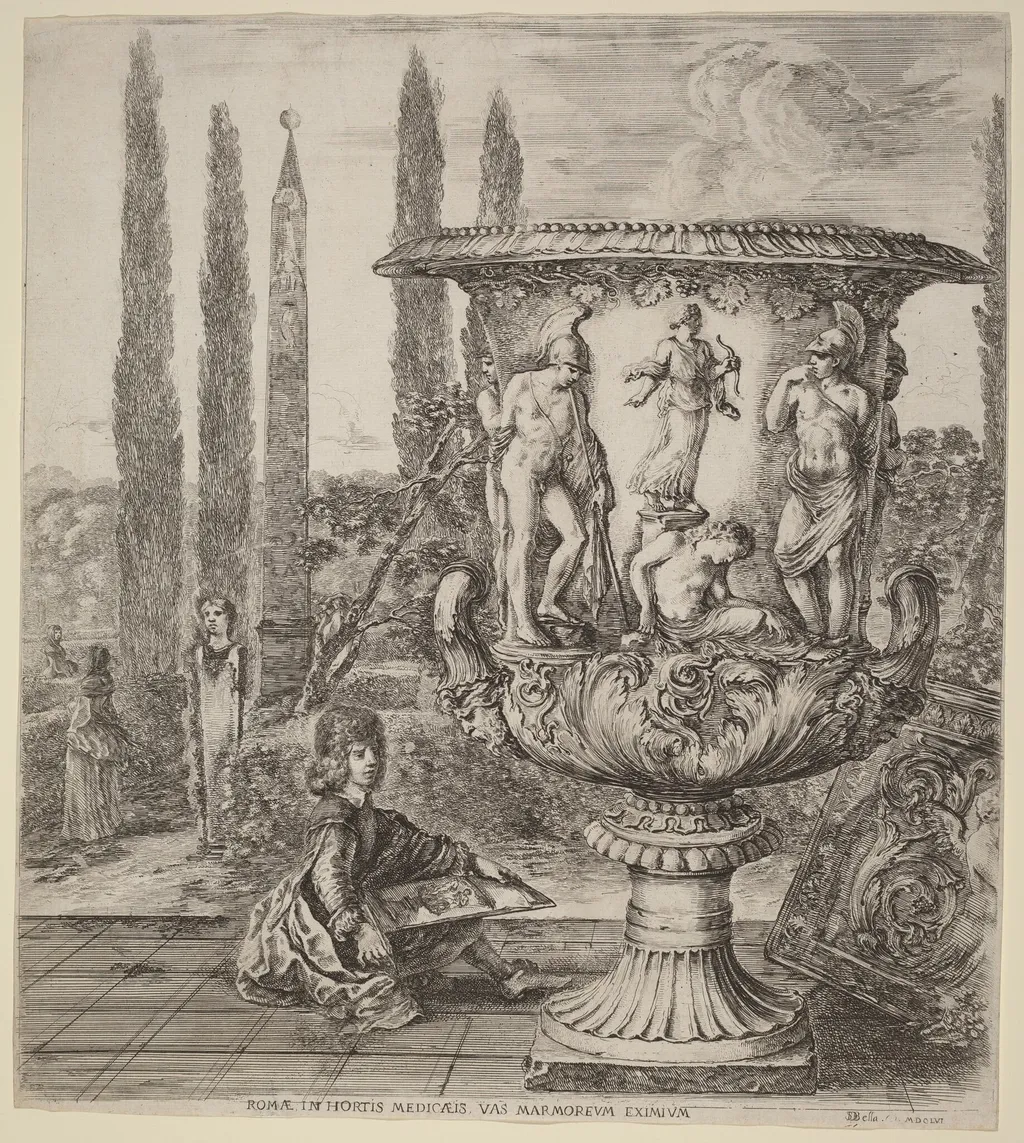 The Vase of the Medici, by Stefano Della Bella, ink, 1656
