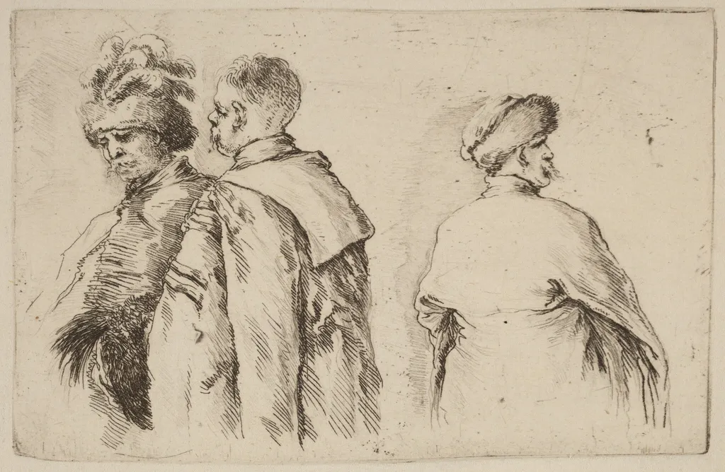 Three Hungarians, by Stefano Della Bella, ink, 1637