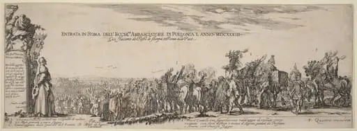 Title Page for "Entry into Rome of His Excellency the Polish Ambassador", by Stefano Della Bella