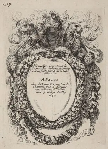 Title Page for "Nouvelles inventions de Cartouches", by Stefano Della Bella