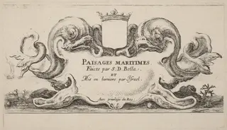 Title Page for "Paysages maritimes", by Stefano Della Bella, 1644