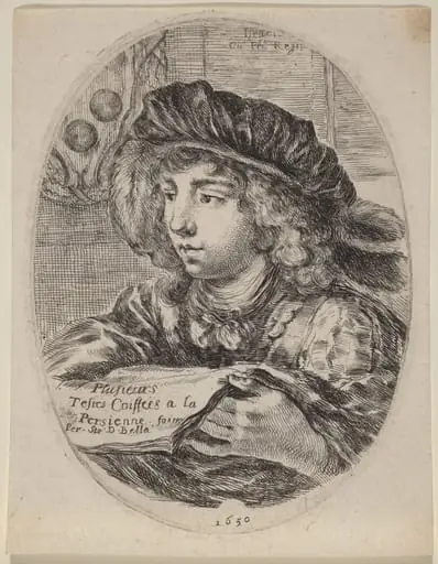 Title Page for "Plusieurs Testes Coiffées a la Persienne", by Stefano Della Bella