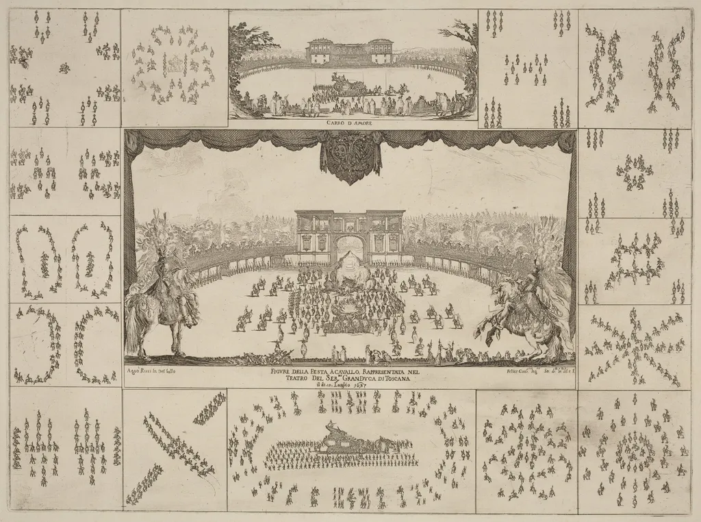 Tournament Executed in Florence for the Marriage of Grand Duke Ferdinand I, by Stefano Della Bella, ink, 1637
