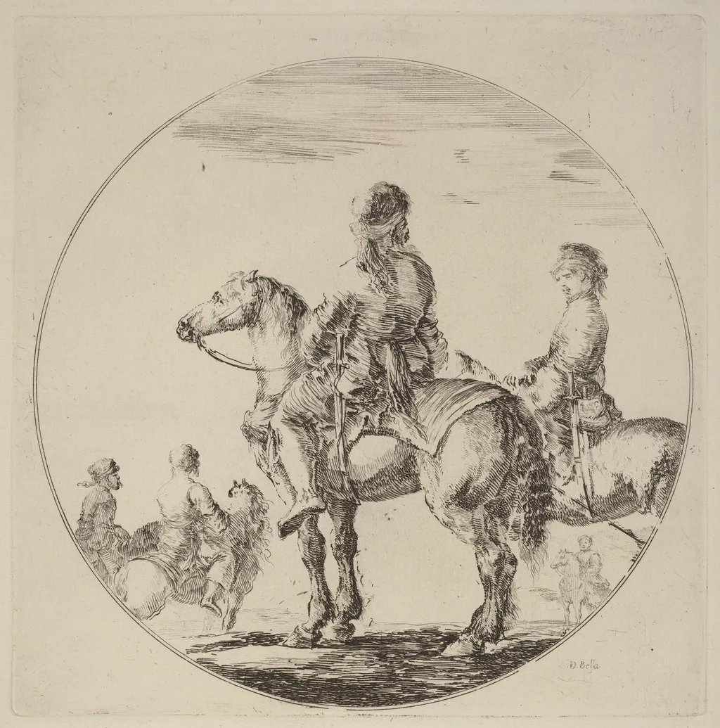 Two Polish Cavaliers, by Stefano Della Bella, ink, 1637