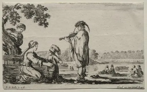 Various Figures and Landscapes: A Violin Player, by Stefano Della Bella
