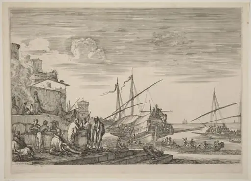 View of Several Houses Facing the Port, by Stefano Della Bella