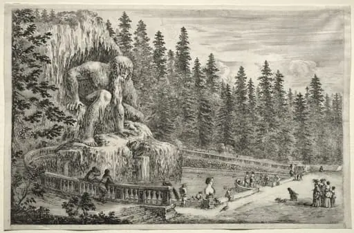 Views of the Villa of Pratolino: Colossal Statue of the Apennines, by Stefano Della Bella