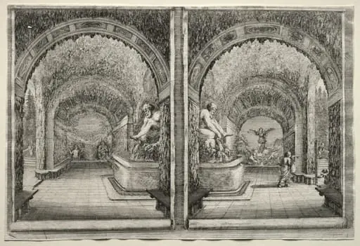 Views of the Villa of Pratolino:  Two Views of the Grotto, by Stefano Della Bella