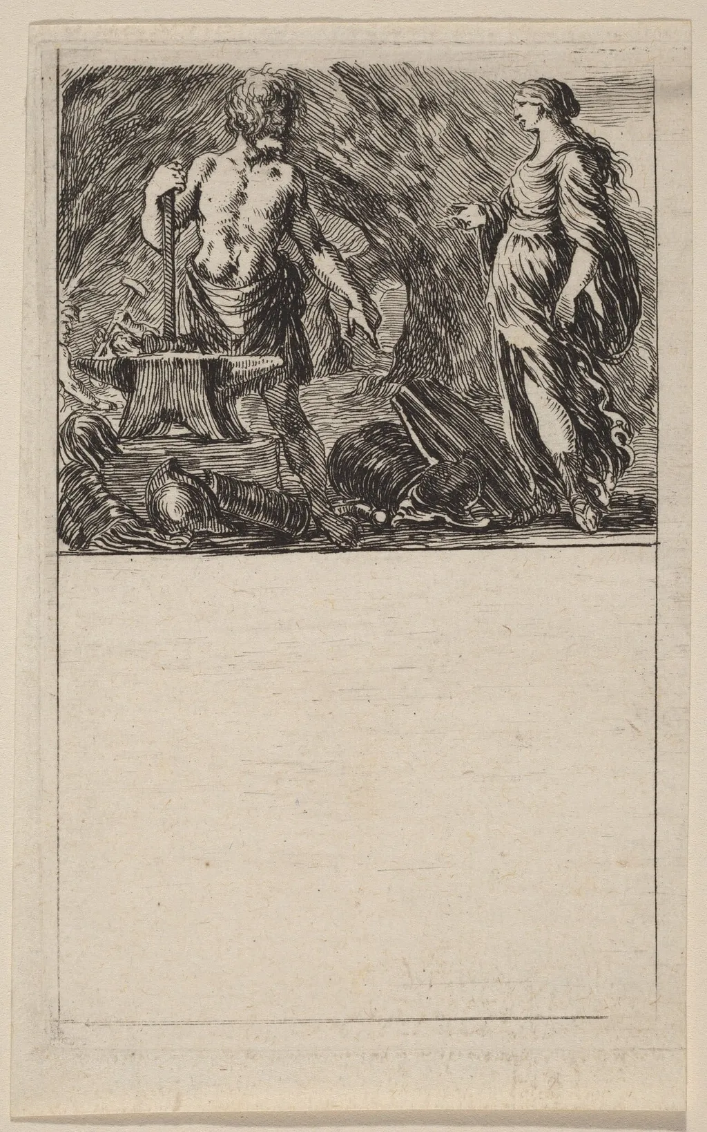 Vulcan and Thetis, by Stefano Della Bella, ink, 1644