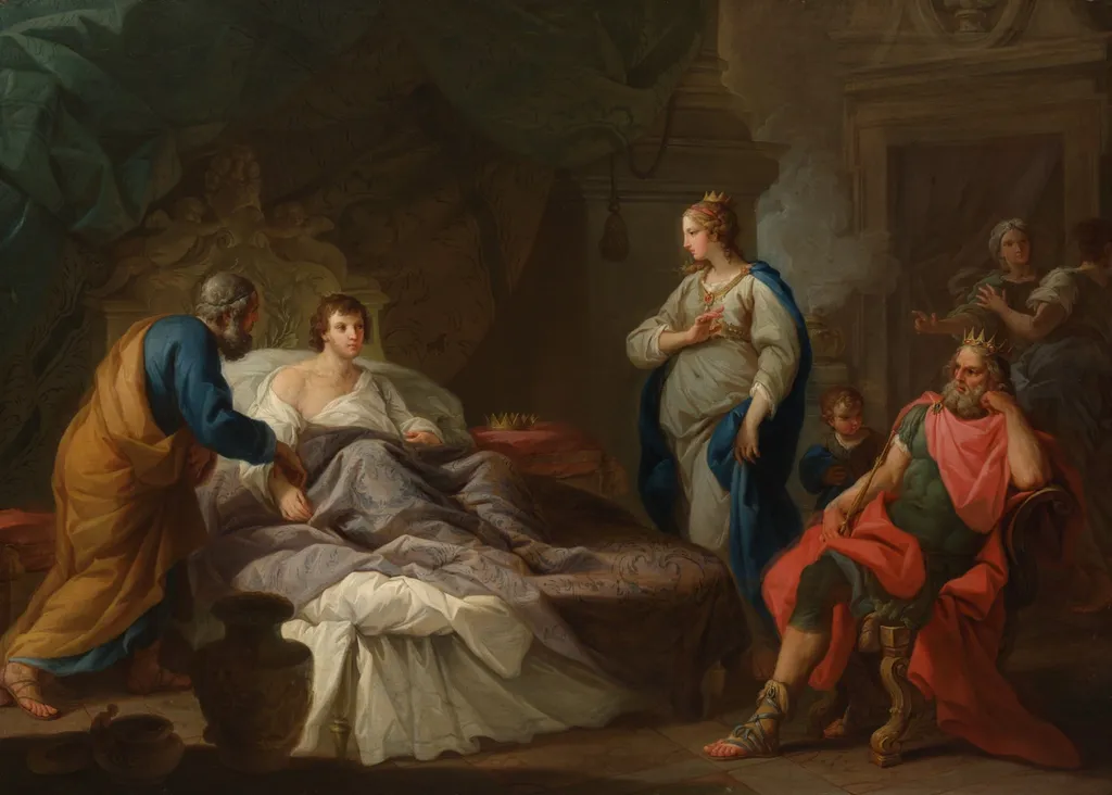 Antiochus Yearning for Stratonice, by Stefano Pozzi, oil, 1740