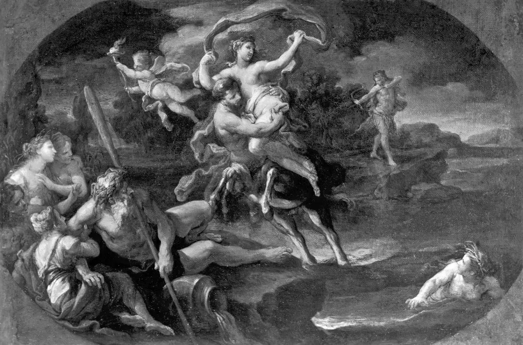 The Abduction of Deianira, by Stefano Pozzi, oil, 1750