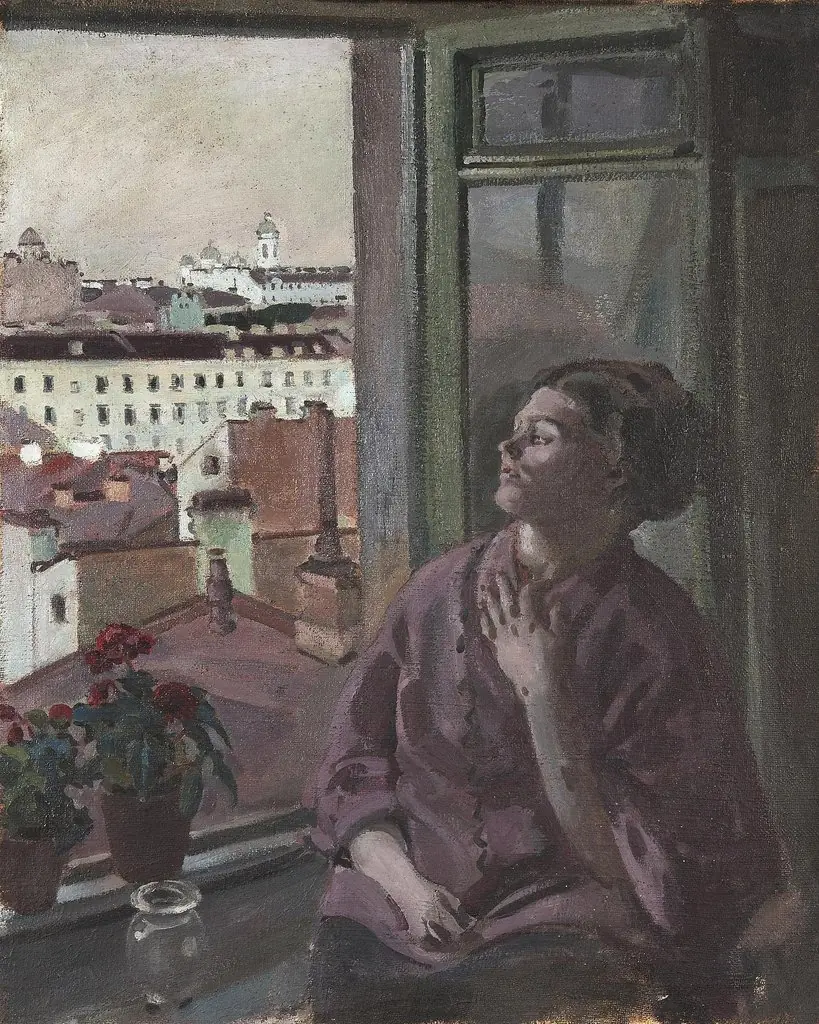 Portrait of the Artist's Wife Marfa Yaremich, by Stepan Yaremich