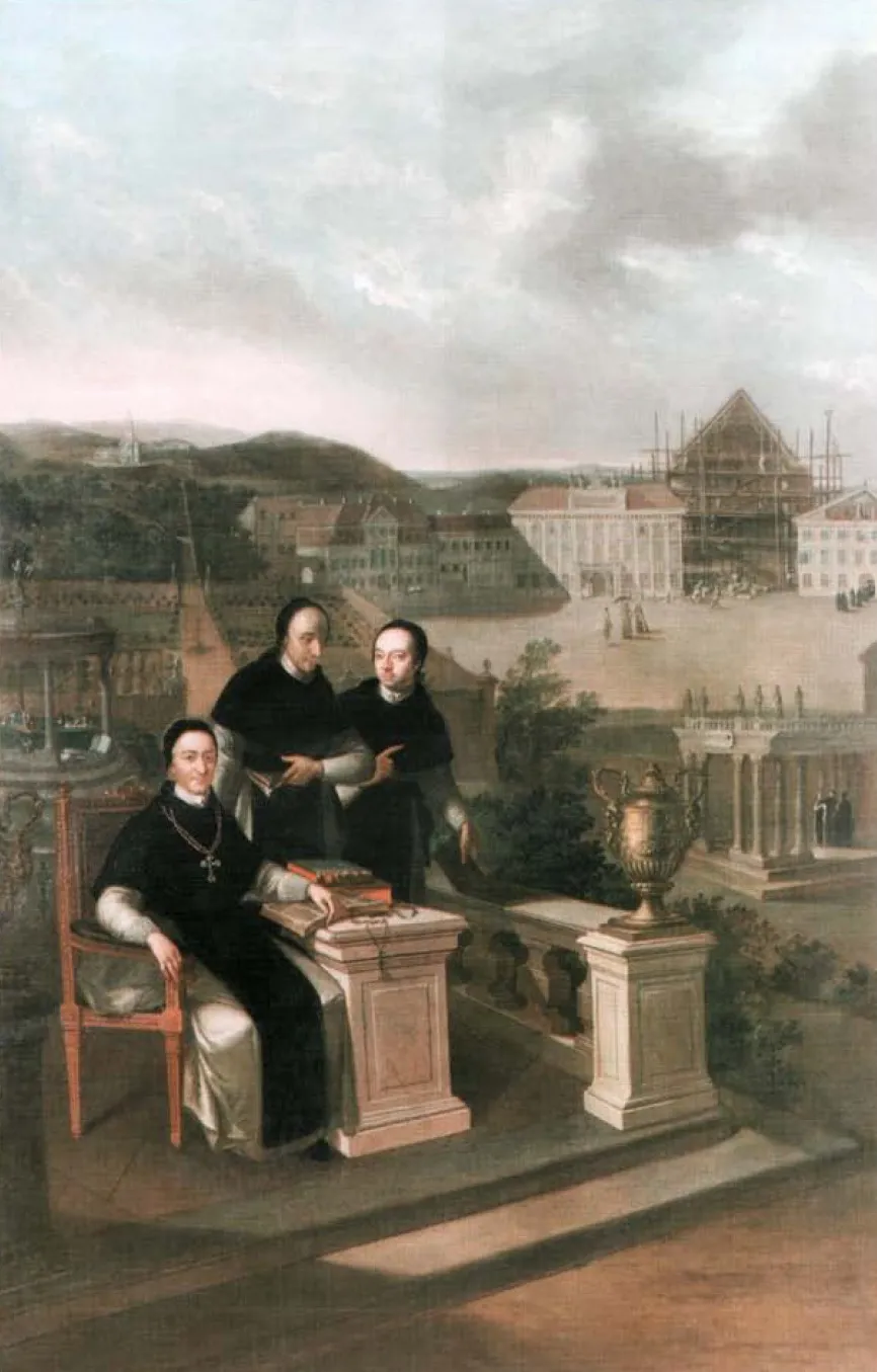 Abbot Marian Reuter and the Lyceum at Szombathely, by Stephan Dorfmeister, oil