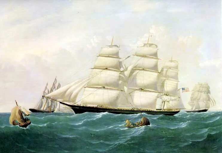 Clipper Ship HURRICANE in the English Channel, by Stephen Dadd Skillett, oil, 1854