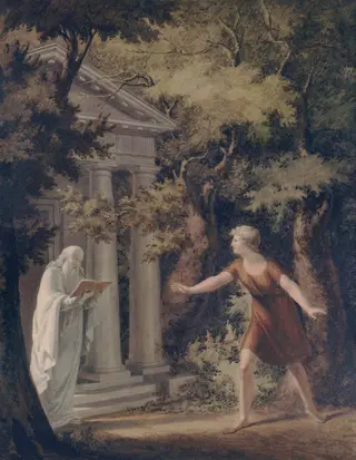 Telemachus discovering the priest of Apollo, by Stephen Francis Rigaud