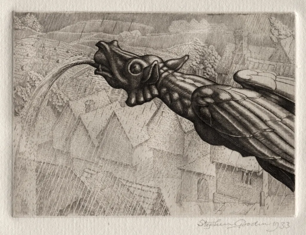 Illustration for "Peronnik the Fool": A Gargoyle, by Stephen Gooden, 1933