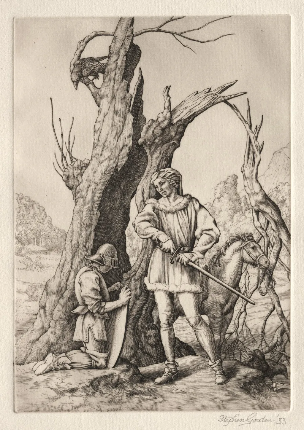 Peronnik the Fool: Peronnik and Sir Gilles, by Stephen Gooden, 1933